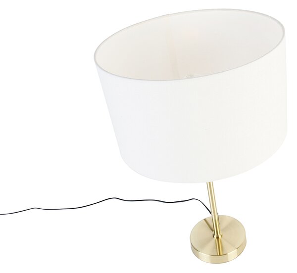 Lampada da tavolo dorata regolabile con paralume bianco 35 cm - Parte