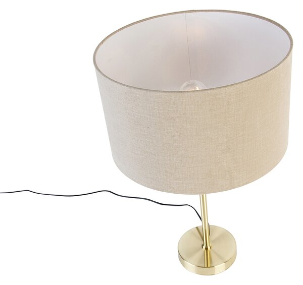 Lampada da tavolo dorata regolabile con paralume marrone chiaro 35 cm - Parte