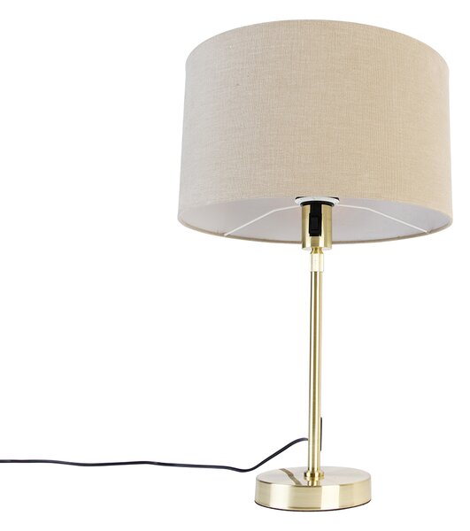 Lampada da tavolo dorata regolabile con paralume marrone chiaro 35 cm - Parte