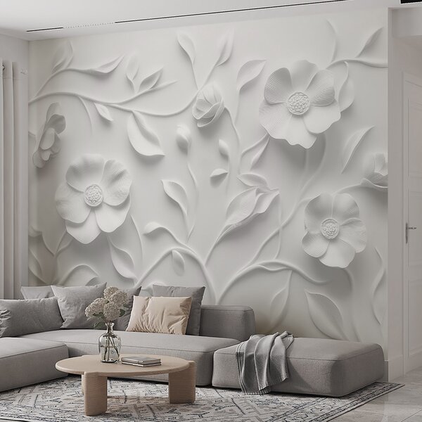 Carta da parati Ornamento floreale in rilievo grigio, Carta da parati 3D, w09710 : Uwalls.it