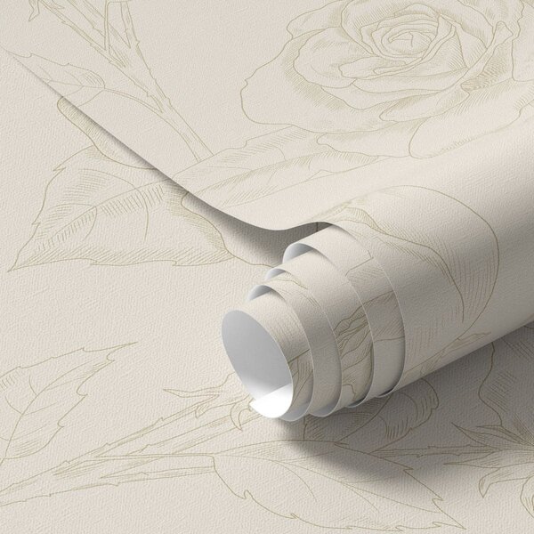 Carta da parati Motivo a rose chiare su sfondo beige, Parati fiori e piante classici, a01124 : Uwalls.it