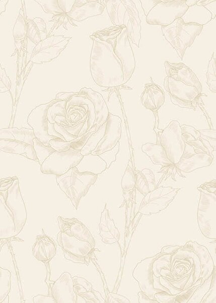 Carta da parati Motivo a rose chiare su sfondo beige, Parati fiori e piante classici, a01124 : Uwalls.it