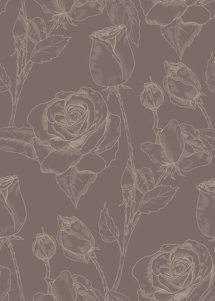 Carta da parati Motivo a rose scure su sfondo marrone, Parati fiori e piante classici, a01124v1 : Uwalls.it