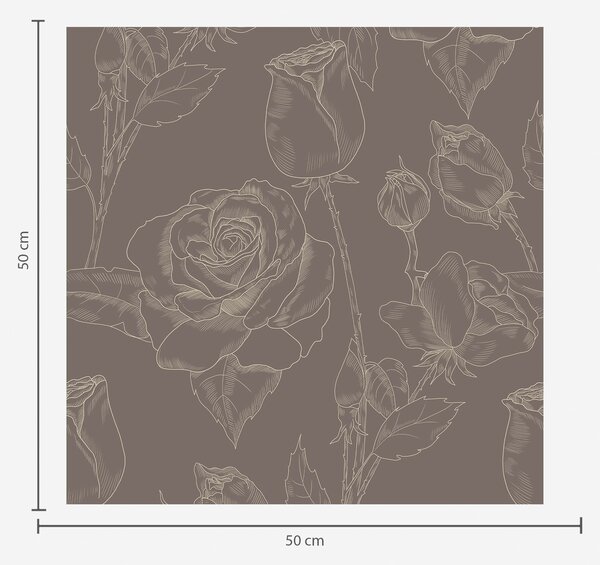 Carta da parati Motivo a rose scure su sfondo marrone, Parati fiori e piante classici, a01124v1 : Uwalls.it