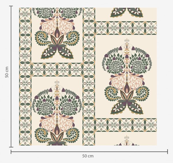 Carta da parati Motivo decorativo con farfalle e fiori, Parati fiori e piante classici, a01125 : Uwalls.it