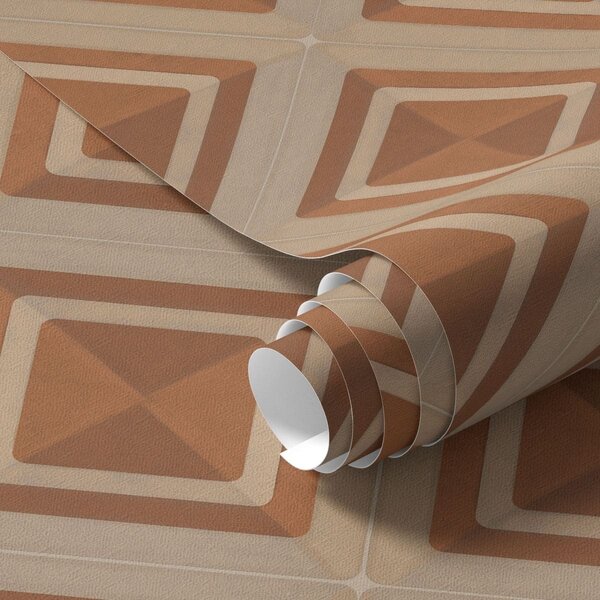 Carta da parati Motivo geometrico a rombi nei toni della terracotta, Parati astratta classici, a01128 : Uwalls.it