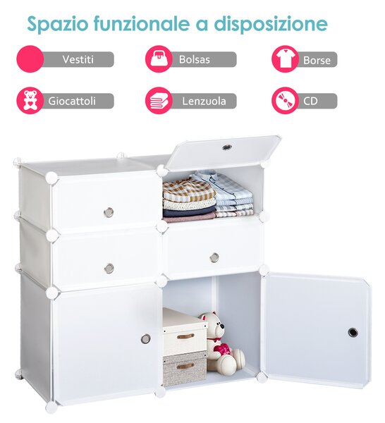 HOMCOM Armadio Modulare Scarpiera in Plastica Guardaroba Scaffale Portascarpe 75×37×73cm Bianco