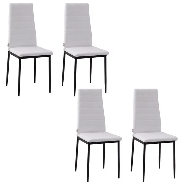 HOMCOM Set 4 Sedie da Pranzo moderno Imbottite con Cuciture decorative in Metallo e Tessuto, per Cucina e Soggiorno,41x50x97cm, Bianco | Aosom Italy