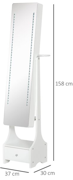 HOMCOM Armadio Portagioie con Specchio e Luci a LED Regolabili con Interruttore Touch, per Bracciali, Orecchini e Anelli|Aosom