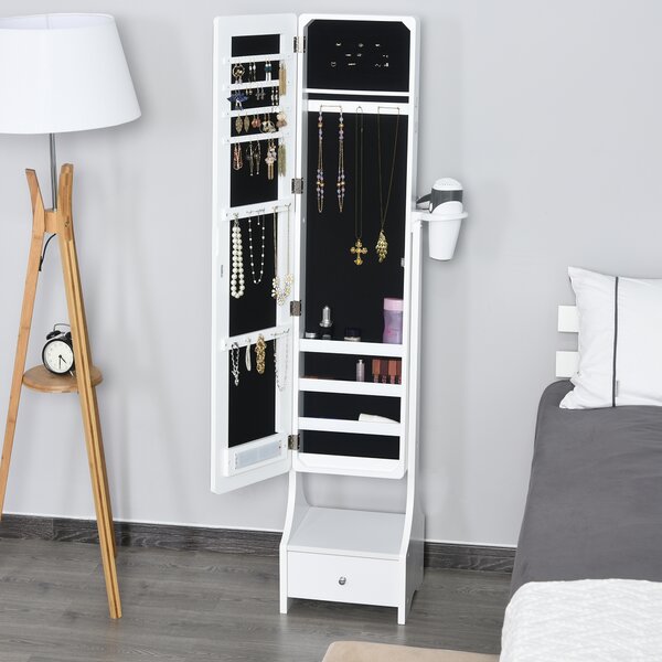 HOMCOM Armadio Portagioie con Specchio e Luci a LED Regolabili con Interruttore Touch, per Bracciali, Orecchini e Anelli|Aosom