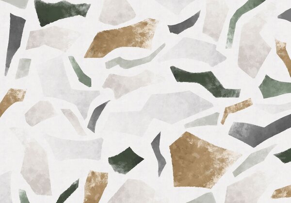 Carta da parati Frammenti astratti con texture nei toni del verde e del beige, Fotomurali Terrazzo, w05146 : Uwalls.it