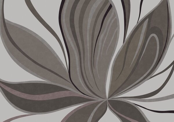 Carta da parati Fiore astratto dalle linee morbide nei toni del grigio-beige, Carta da parati lastrazione, w05147v1 : Uwalls.it