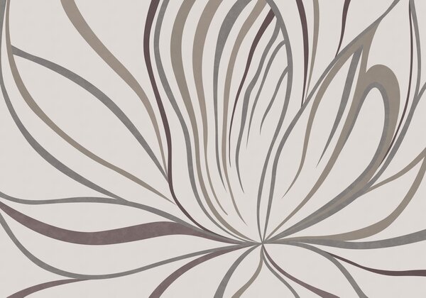 Carta da parati Fiore astratto con linee nei toni del grigio e del rosa, Carta da parati lastrazione, w05392 : Uwalls.it