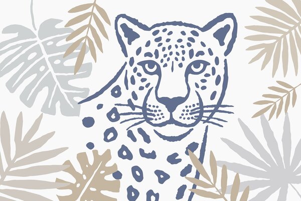 Carta da parati Un leopardo tra le foglie, Carta da parati Animali, w05396v2 : Uwalls.it