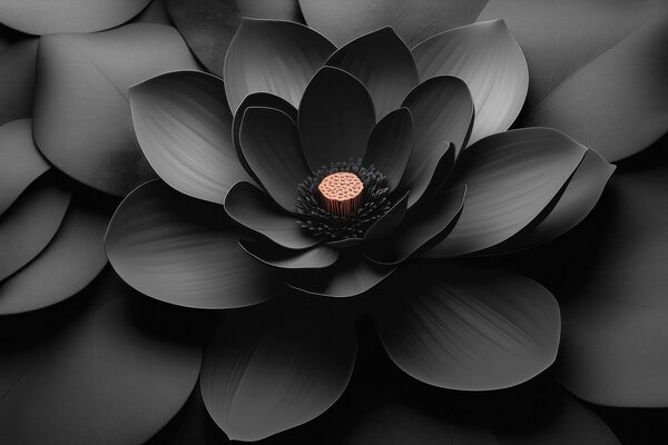Carta da parati Fiore nero in stile minimalista con petali e un cuore dai toni, Carta da parati 3D, Carta da parati Fiori 3D, w09721 : Uwalls.it