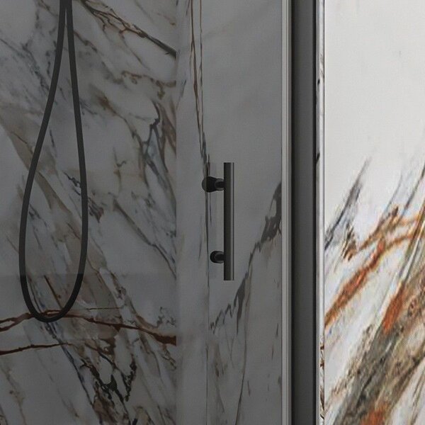 Kamalu porta doccia battente 90 cm telaio nero vetro fumé altezza 200h | ks2800nf