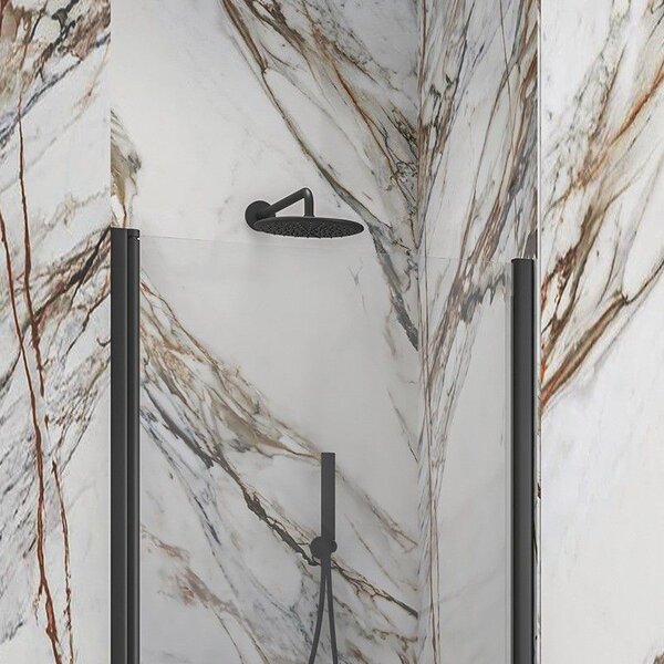 Kamalu porta doccia battente 80 cm colore nero altezza 200h | ks2800n