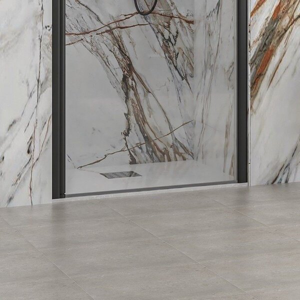 Kamalu porta doccia battente 80 cm colore nero altezza 200h | ks2800n