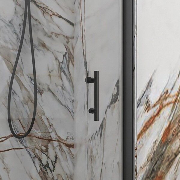 Kamalu porta doccia battente 80 cm colore nero altezza 200h | ks2800n