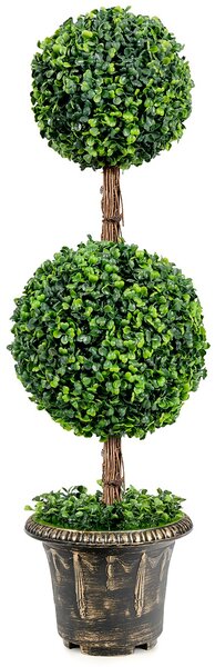 Costway Albero artificiale resistente all'acqua e ai raggi UV con vaso riempito di cemento, Albero finto alto 91cm