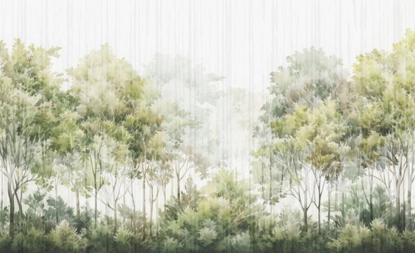 Carta da parati Foresta rigogliosa e linee, Carta da parati Natura, w05442 : Uwalls.it