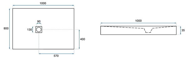 Piatto doccia Rea Black Rock 80x100