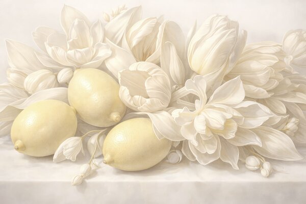 Carta da parati Delicato bouquet floreale con sentori di limone, Carta da parati Buffer, w05449 : Uwalls.it