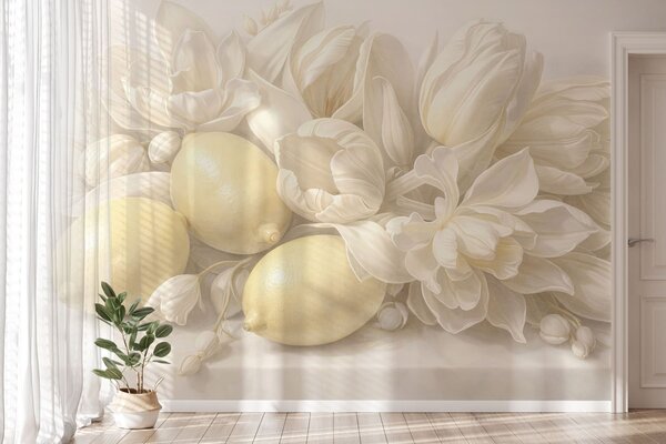 Carta da parati Delicato bouquet floreale con sentori di limone, Carta da parati Buffer, w05449 : Uwalls.it