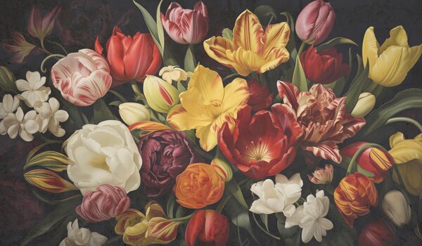 Carta da parati Bouquet vintage grunge, Carta da parati Floreale, w05451 : Uwalls.it