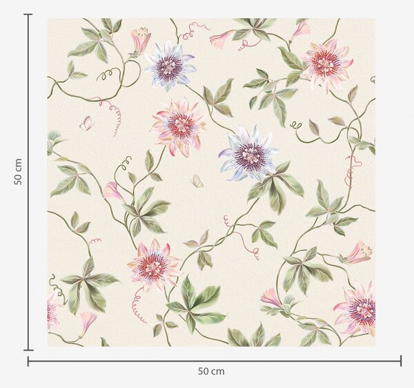Carta da parati Motivo con fiori esotici e rampicanti, Parati fiori e piante classici, a01131 : Uwalls.it