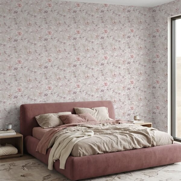 Carta da parati Motivo leggero con grandi fiori delicati, Parati fiori e piante classici, a01133 : Uwalls.it