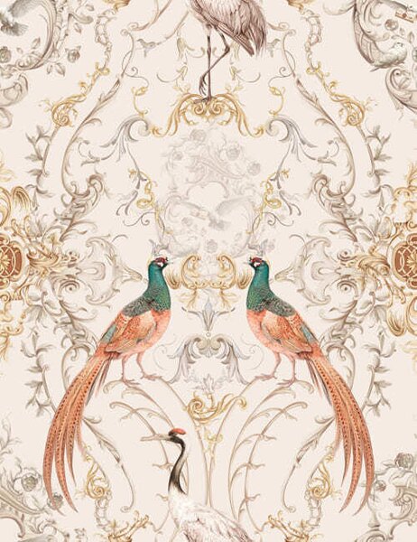 Carta da parati Motivo decorativo con uccelli e motivi, Parati animali classici, Parati animali uccelli classici, a01156 : Uwalls.it
