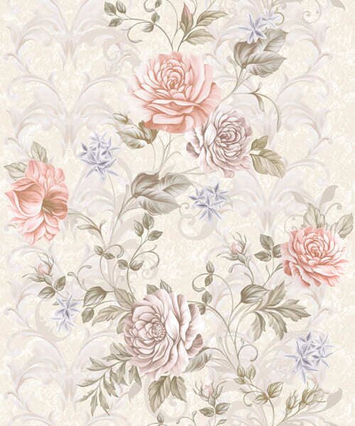 Carta da parati Motivo con grandi fiori dai toni pastello, Parati fiori e piante classici, a01154 : Uwalls.it