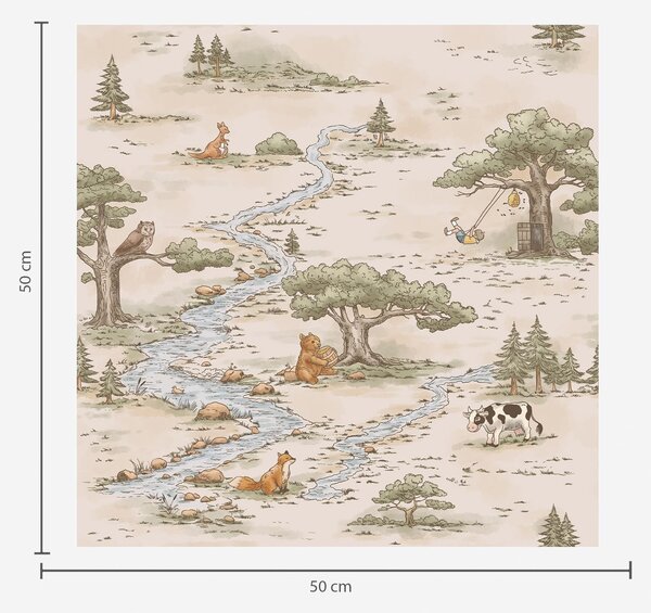 Carta da parati Illustrazione naturalistica con animali e un fiume, Parati foresta classici, a01157 : Uwalls.it