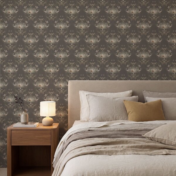 Carta da parati Decorazione con cigni e uccelli in stile classico, Parati stile asiatico classici, a01161 : Uwalls.it