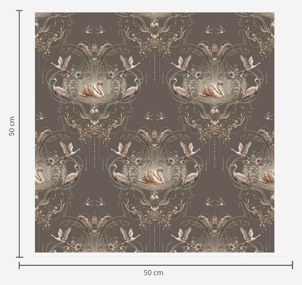 Carta da parati Decorazione con cigni e uccelli in stile classico, Parati stile asiatico classici, a01161 : Uwalls.it