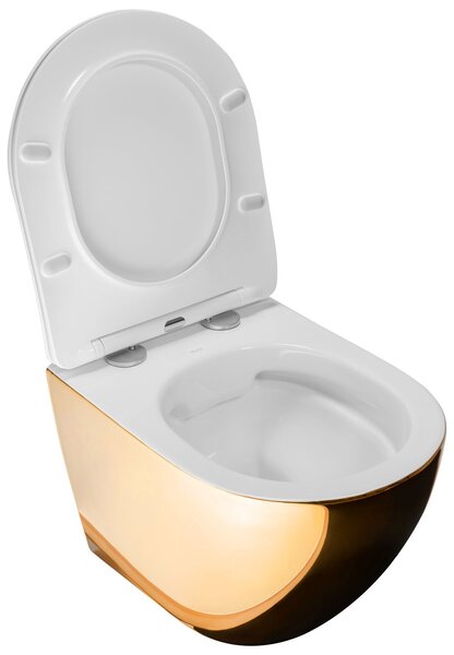Vaso WC sospeso Rea Carlo Mini Flat Gold/White