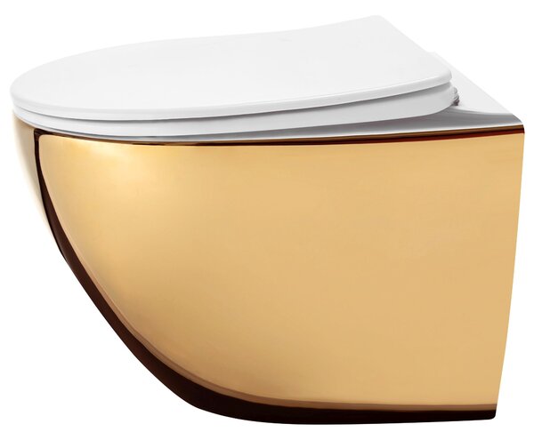 Vaso WC sospeso Rea Carlo Mini Flat Gold/White