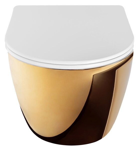 Vaso WC sospeso Rea Carlo Mini Flat Gold/White