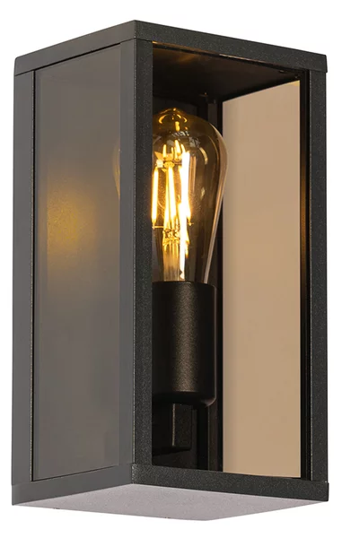 Lampada da parete per esterni nera con vetro fumé 26 cm IP44 - Charlois