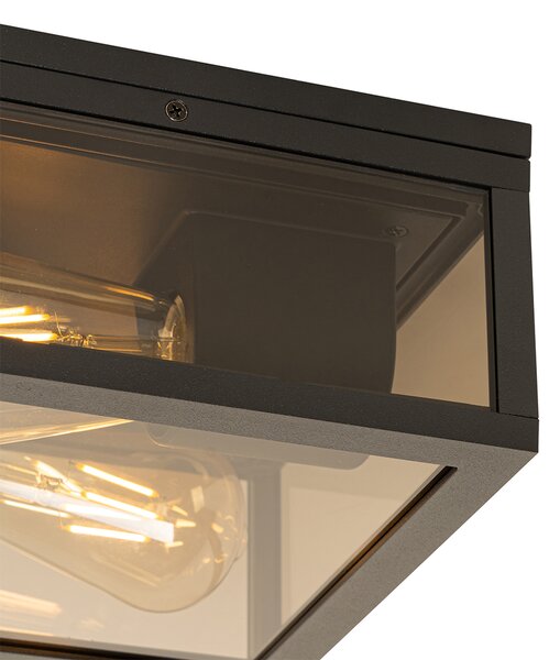 Plafoniera nera con vetro fumé 2 luci IP44 - Charlois