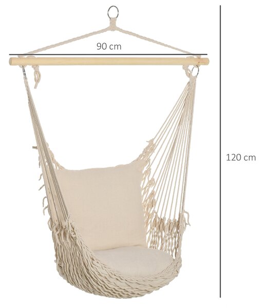 Outsunny Amaca da Giardino in Corda, Amaca a Dondolo in Stile Shabby Chic per Interni ed Esterni, Bianca 120L x 90Pcm|Aosom