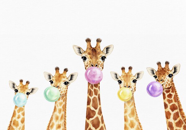 Carta da parati Giraffe con gomma da masticare, Carta da parati Animali, w05492 : Uwalls.it