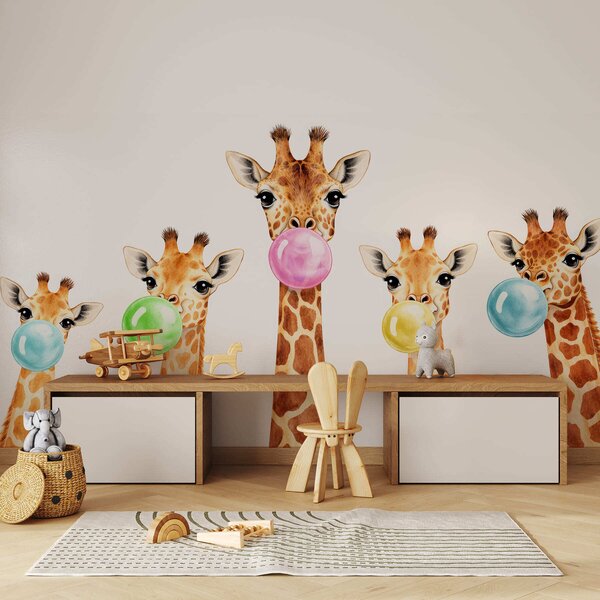 Carta da parati Giraffe con gomma da masticare, Carta da parati Animali, w05492 : Uwalls.it
