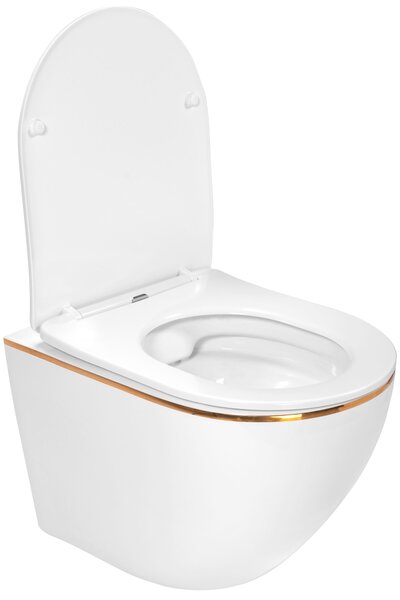 Vaso WC sospeso Rea Carlo white Mini Flat Gold Edge