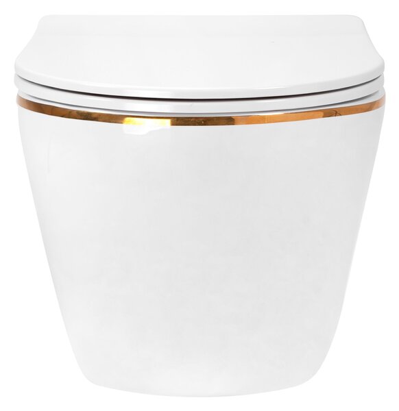 Vaso WC sospeso Rea Carlo white Mini Flat Gold Edge