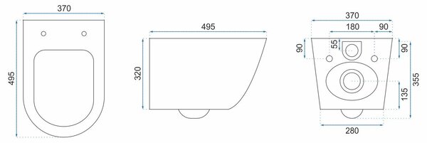 Vaso WC sospeso Rea Carlos Slim Rimless Aiax Shiny