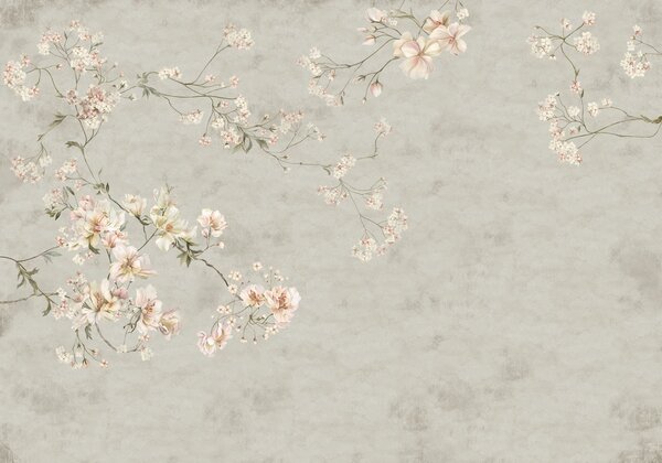Carta da parati Rami floreali in stile chinoiserie su sfondo grigio, Carta da parati Vintage, w05427v1 : Uwalls.it