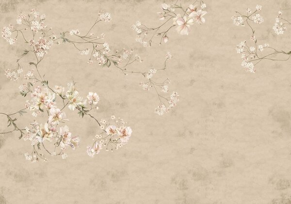 Carta da parati Rami floreali in stile chinoiserie su uno sfondo beige caldo, Carta da parati Vintage, w05427v2 : Uwalls.it