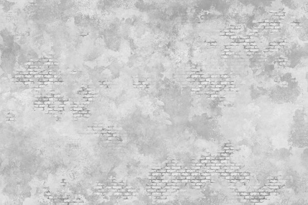 Carta da parati Intonaco grigio grunge con inserti in mattoni a vista, Carta da parati Stile Industriale, w05161v2 : Uwalls.it